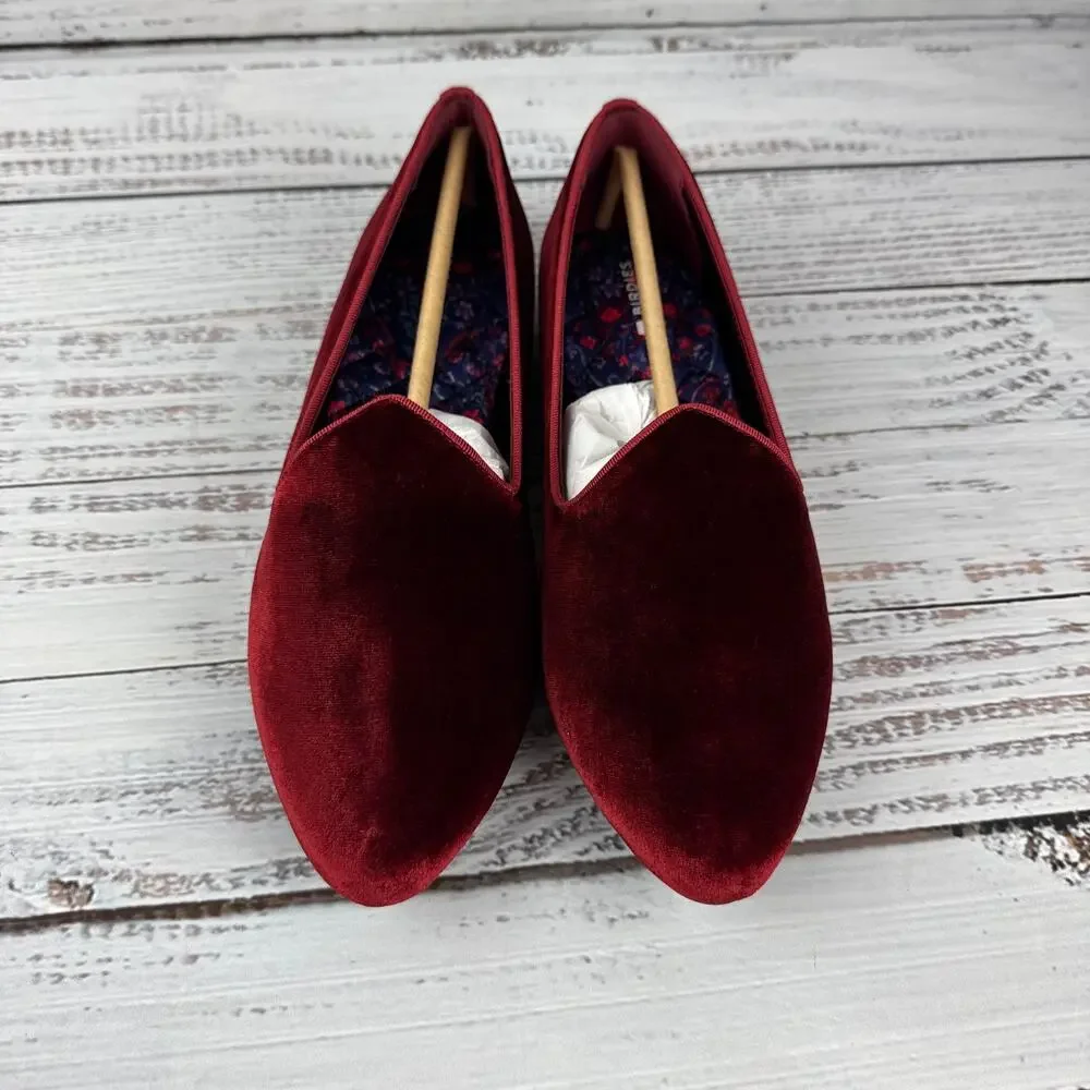 Birdies The Heron Womens 8.5 Slip On Flats Garnet Red Velvet